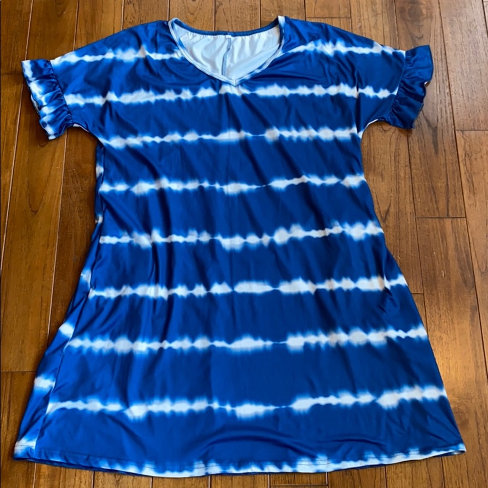 Blue and White Tie Dye Dress